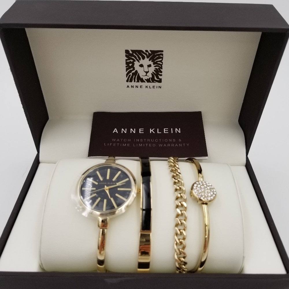 Anne Klein Bangle Watch & Swarovski Bracelet Set